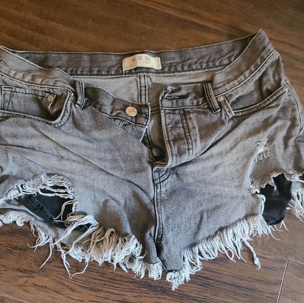 We the free gray denim cutoffs